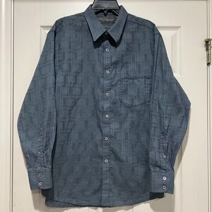 Tori Richard Honolulu Blue Patterned Long Sleeve Cotton Button Down Shirt Large